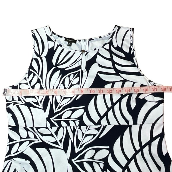 TALBOTS Graphic Botanical Maxi Jersey Knit Dress Back Zipper Black / White Sz M - Picture 6 of 10